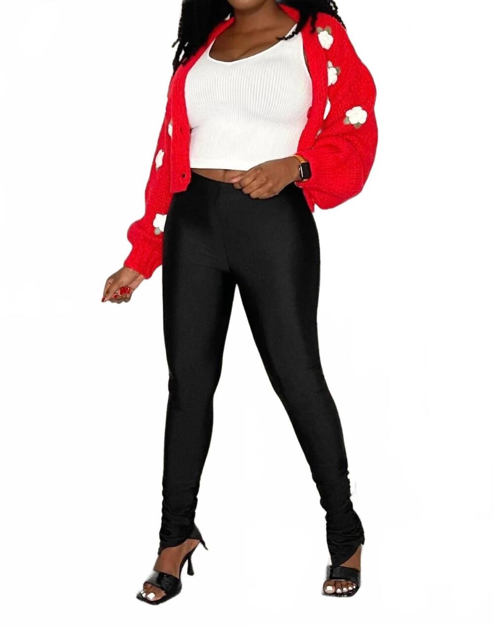 NEW PRETTY GARBAGE fresh cut roses 3d floral knit cardigan in red